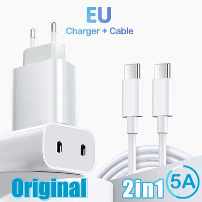 40W USB PD Charger 2 Ports Type C Quick Charge EU/US Plug For iPhone15 Huawei Samsung Xiaomi Fast Charging Phone Charger Adapter