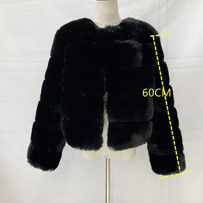 2024 Women Faux Fur Coat Autumn Winter High Quality Fluffy Short Coat Faux Fox Fur Jacket  Ladies furry Fashion Tops