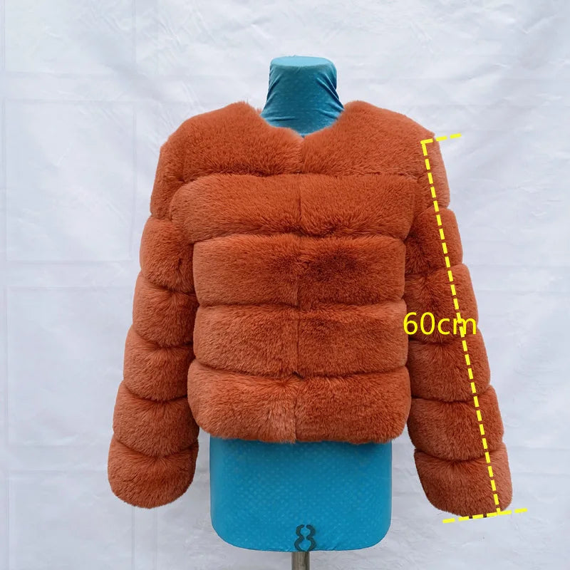 2024 Women Faux Fur Coat Autumn Winter High Quality Fluffy Short Coat Faux Fox Fur Jacket  Ladies furry Fashion Tops