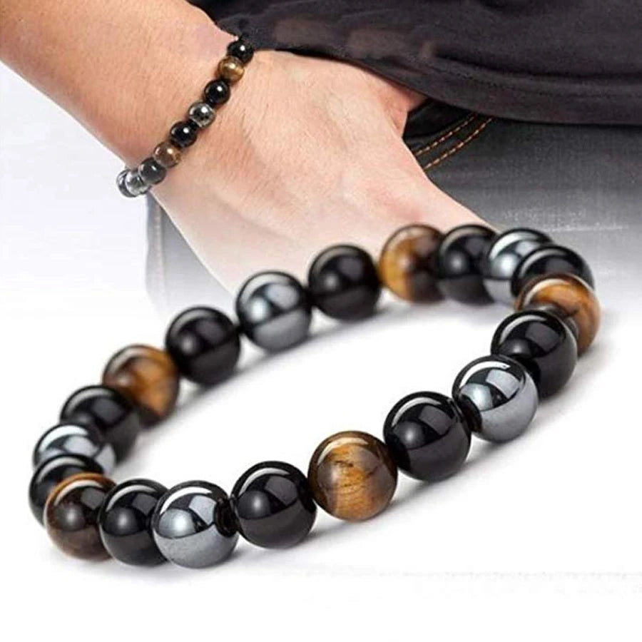 Natural Black Obsidian Hematite Tiger Eye Beads Bracelets Men for Magnetic Health Protection Women Soul Jewelry Pulsera Hombre