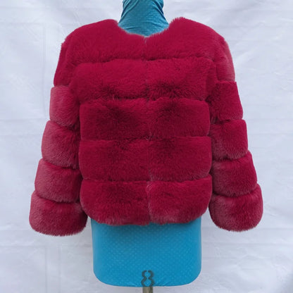 2024 Women Faux Fur Coat Autumn Winter High Quality Fluffy Short Coat Faux Fox Fur Jacket  Ladies furry Fashion Tops