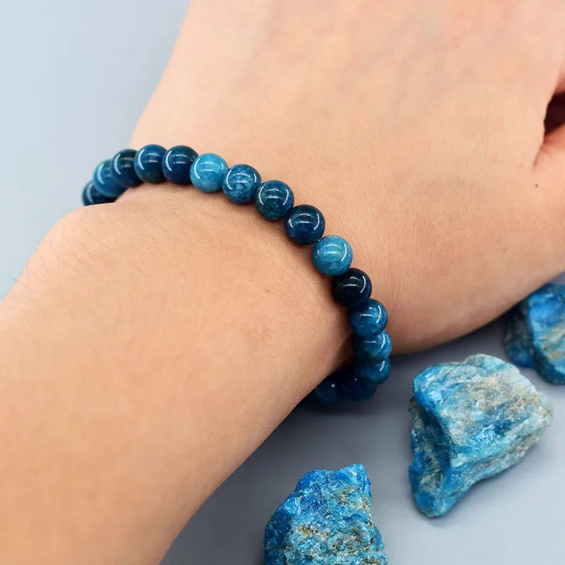 Original Reiki Blue Apatite Beads Bracelets Men Women Natural Stone Blood Circulation Stimulate Enthusiasm Health Care Jewelry