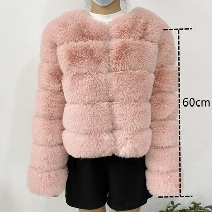 2024 Women Faux Fur Coat Autumn Winter High Quality Fluffy Short Coat Faux Fox Fur Jacket  Ladies furry Fashion Tops