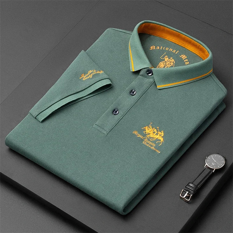 Men's Embroidered Casual Fashion Short Sleeved POLO Shirt Summer Comfortable Top