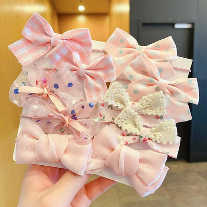 10Pcs/Set Big Bow Flower Elastic Hairbands Children Girls Sweet Hair Ties Fashion Headbands Hair Accessories Rubber Band For Kid