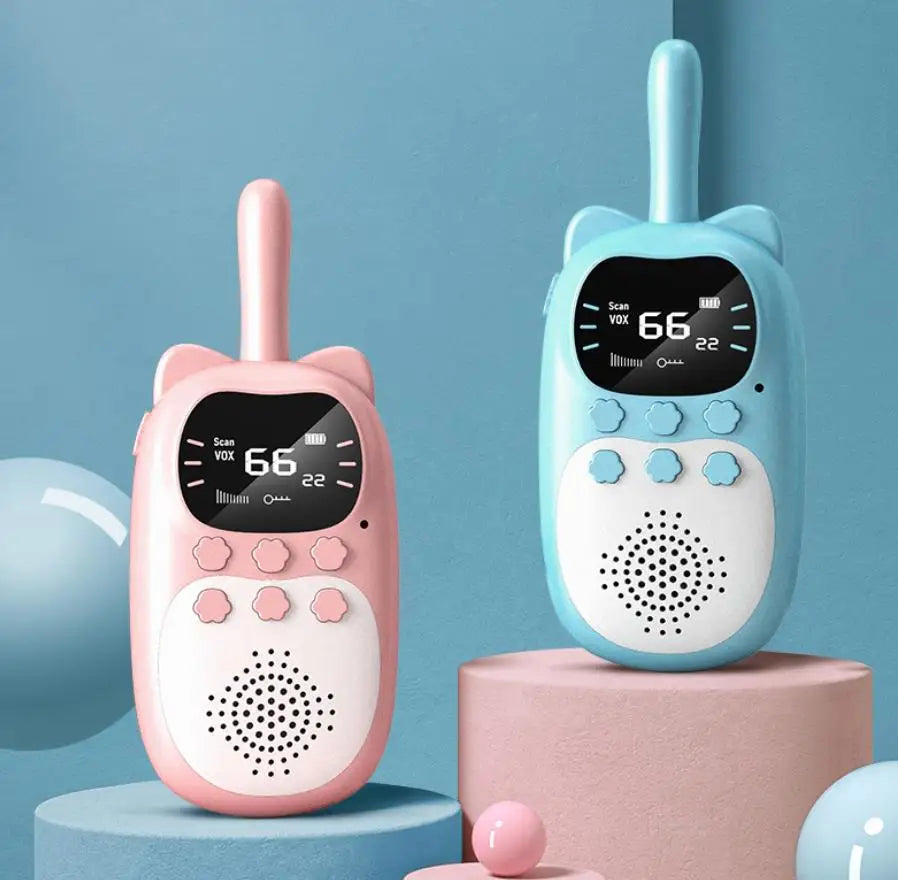 2pcs Kids Walkie Talkie Rechargeable 1000mAh Handheld 0.5W 3km Radio Transceiver Interphone for Children Toys Birthday Gifts