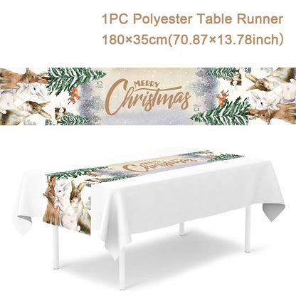 2024 Christmas Table Runners Merry Christmas Decoration for Home Tablecloth Table Cover Xmas Gifts Navidad Noel New Year 2025