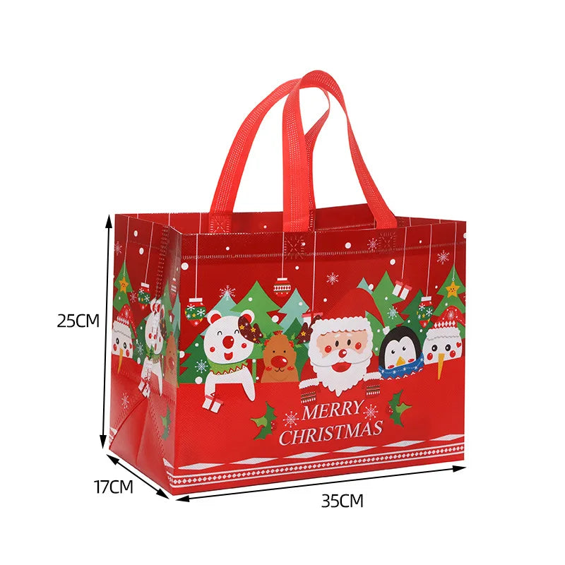 2024 Christmas Non Woven Bag Wholesale Tote Bag Cartoon Santa Claus Snowman Eco Bag Folding Storage Bag Gift Bag Party Supplies