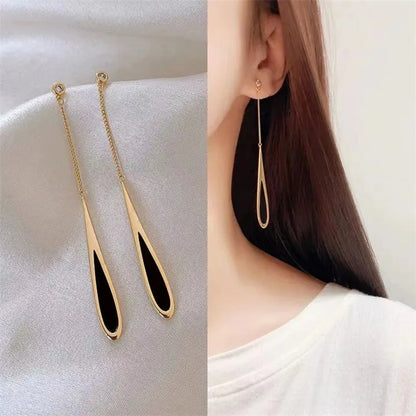 Drop Ear Line Long Hanging Earrings for Women Rose Gold Color Zircon Crystal Piercing Threader Earing Ear Accessories Jewelry