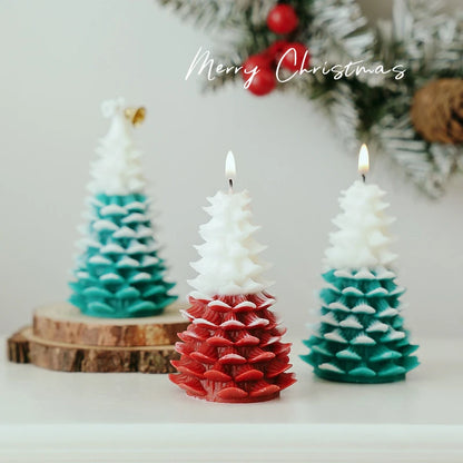 Merry Christmas Candle 3D Xmas Tree Shaped Atmosphere Candle Ornaments for Christmas Navidad New Year Party Home Decor Xmas Gift