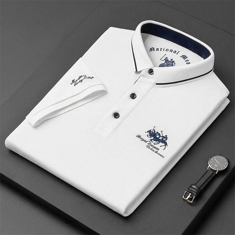 Men's Embroidered Casual Fashion Short Sleeved POLO Shirt Summer Comfortable Top