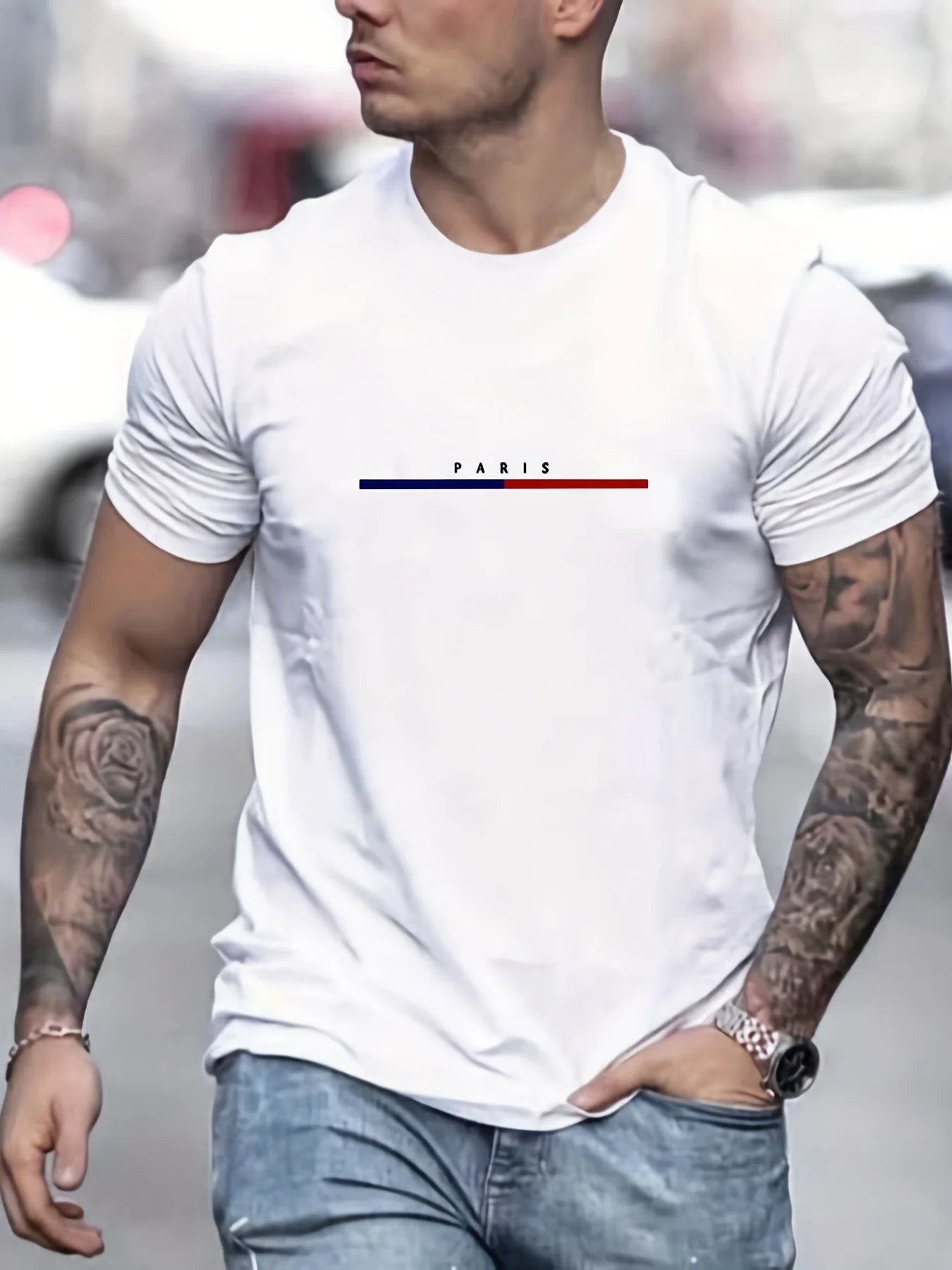 Paris Print Hoodies Tshirt  For Men Casual Autumn Winter