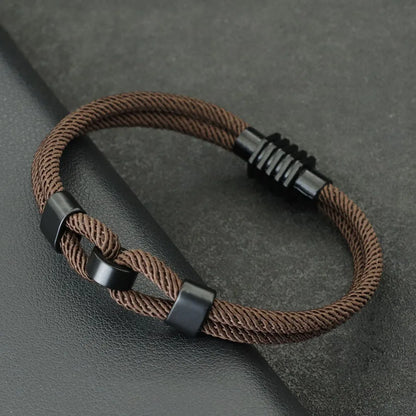 New Stylish Grade A 4mm Rope Bracelet For Men Magnet Buckle Nautical Wrap Braclet Bangle Cycling Hand Accessories Pulseria Homme