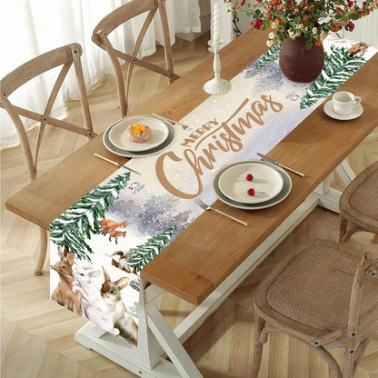 2024 Christmas Table Runners Merry Christmas Decoration for Home Tablecloth Table Cover Xmas Gifts Navidad Noel New Year 2025