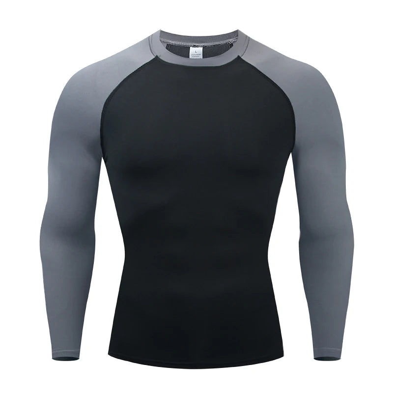 Mens Sport Compression Sweatshirt Gym Tight Running Tops for Fitness T-shirt Muscle Training Clothes Jogging Rashguard Dry Fit