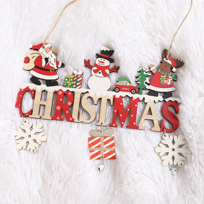 2024 Wooden Christmas Pendants Door Wall Xmas Decor Christmas Tree Hanging Ornaments Happy New Year 2025 Naviidad Decor For Home