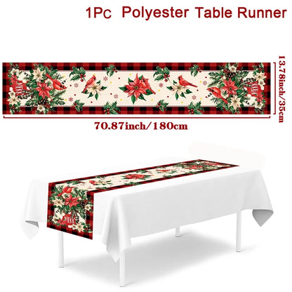 2024 Christmas Table Runners Merry Christmas Decoration for Home Tablecloth Table Cover Xmas Gifts Navidad Noel New Year 2025