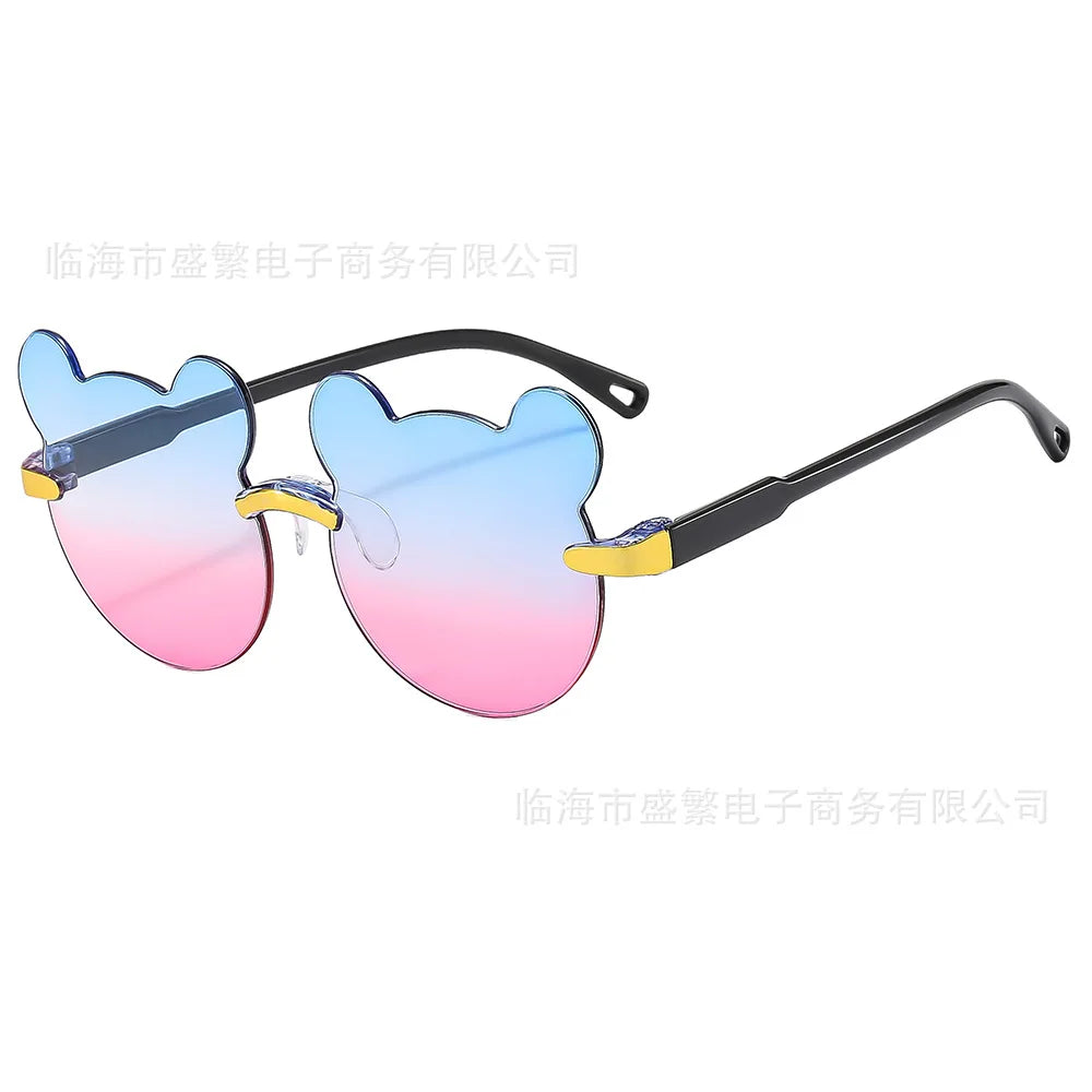 Kids Sun Sunglasses Bear Shape Children Glasses Trendy Girls Cartoon Eyeglasses Shades Driver Anti-Glare Boys Cartoon Sunglasses