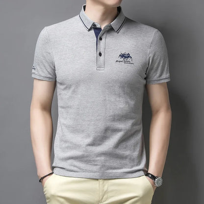 Men's Embroidered Casual Fashion Short Sleeved POLO Shirt Summer Comfortable Top