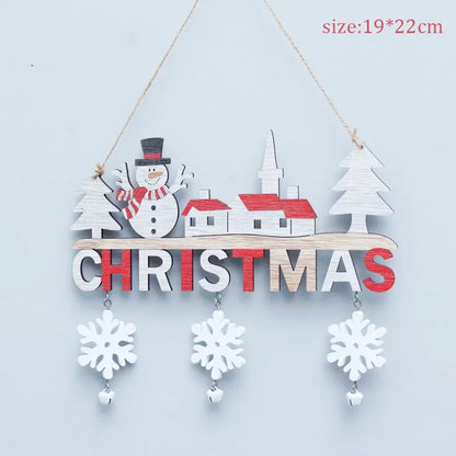 2024 Wooden Christmas Pendants Door Wall Xmas Decor Christmas Tree Hanging Ornaments Happy New Year 2025 Naviidad Decor For Home