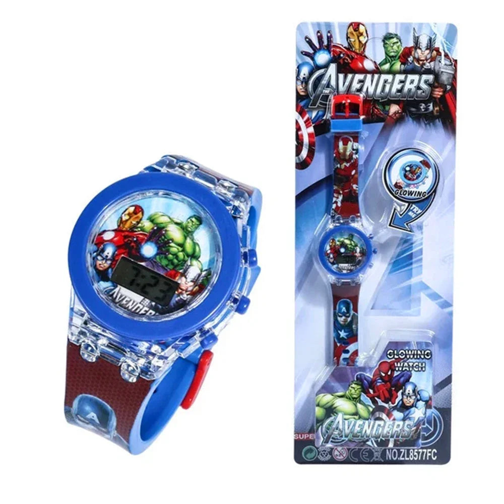 Flash Light Spider Kids Watches For Boys Cartoon shark Mickey Children Watch Girls Student Clock Gifts