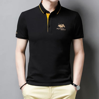 Men's Embroidered Casual Fashion Short Sleeved POLO Shirt Summer Comfortable Top