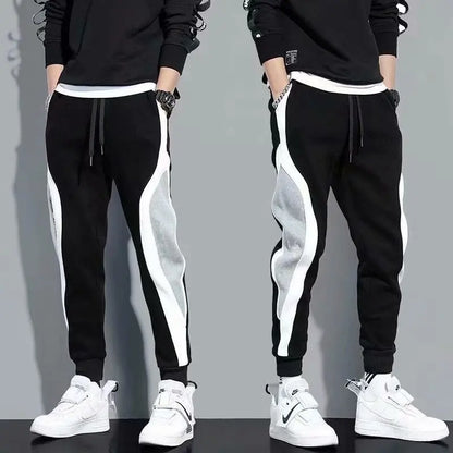 Men's Sports Pants Spring Autumn Male Loose Fitting Leggings Patchwork Running Training Casual Pants Fashion Outfit Trousers