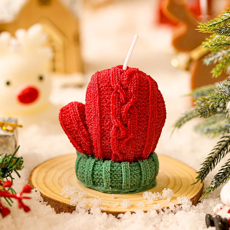 1PC Christmas Gloves Candle Handmade Scented Candle Aromatherapy Soy Wax Candle Wedding Party New Year Navidad Home Decoration