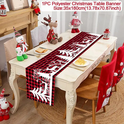 2024 Christmas Table Runners Merry Christmas Decoration for Home Tablecloth Table Cover Xmas Gifts Navidad Noel New Year 2025