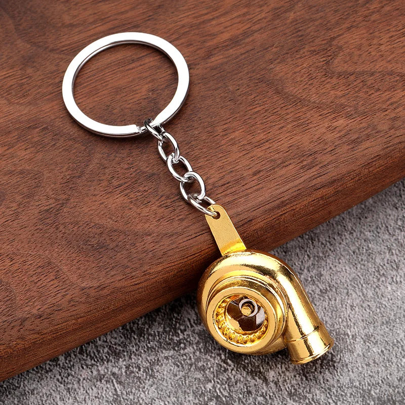 Creative Car Turbo Turbocharger Keychain Metal Automotive Spinning Turbine Keyring Car Interior Accessories Jewelry Gifts New