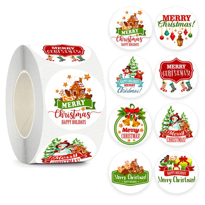 500Pcs Merry Christmas Stickers Cristmas Xmas Party Seal Labels Stickers For DIY Gifts Baking Package Envelope Stationery Decor