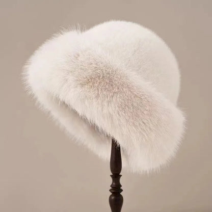 Autumn And Winter 2024 New Women's Fashion Fur Cap Fur Hat Fur Hats Mongolian Hat Brimless Plush Fluffy Skiing Riding Warm Caps