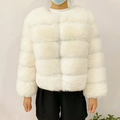 2024 Women Faux Fur Coat Autumn Winter High Quality Fluffy Short Coat Faux Fox Fur Jacket  Ladies furry Fashion Tops