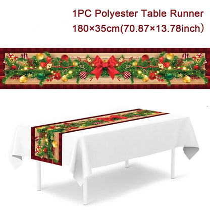 2024 Christmas Table Runners Merry Christmas Decoration for Home Tablecloth Table Cover Xmas Gifts Navidad Noel New Year 2025