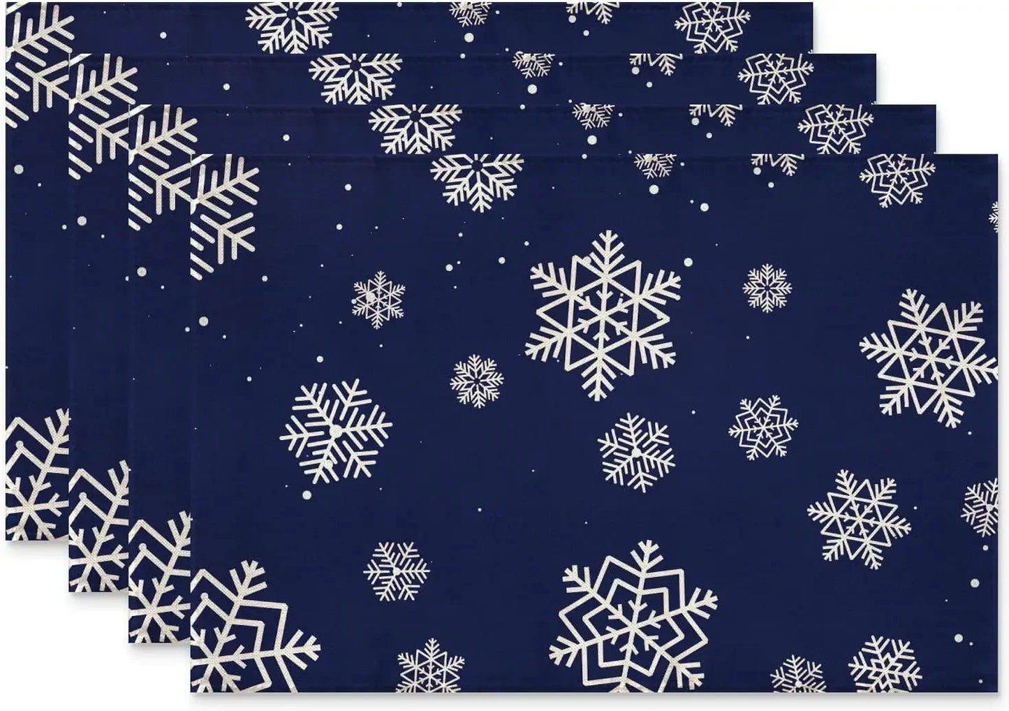 4PCS Christmas Placemats 30x45cm Linen Christmas Trees Snowflake Gnome Print Table Mats 2024 Xmas Table Pads For Home Hotel