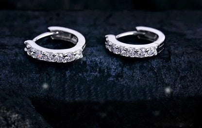 High-quality 925 Sterling Silver Earrings luxury 10mm Circle Zircon Hoop Earring for Grils Woman Wedding party Jewelry Gifts