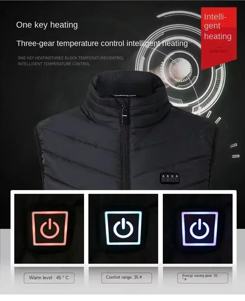 21 Zone Heating Vest Men's USB Infrared Thermal Jacket Smart Heating Clothes New Winter Cold-proof Thick Sleeveless Coat Hiking