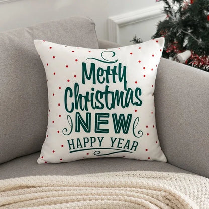 Christmas cartoon pillow cover, Santa Claus, reindeer, snowman, cute pillowcase, home celebration, red creative gift