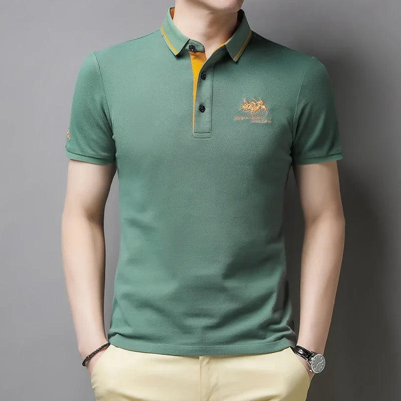 Men's Embroidered Casual Fashion Short Sleeved POLO Shirt Summer Comfortable Top