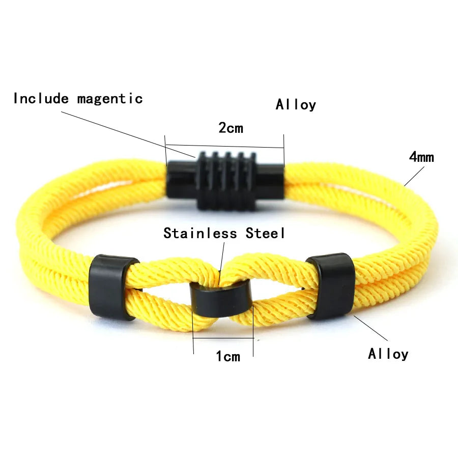 New Stylish Grade A 4mm Rope Bracelet For Men Magnet Buckle Nautical Wrap Braclet Bangle Cycling Hand Accessories Pulseria Homme