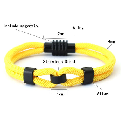 New Stylish Grade A 4mm Rope Bracelet For Men Magnet Buckle Nautical Wrap Braclet Bangle Cycling Hand Accessories Pulseria Homme