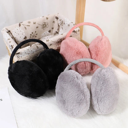 Portable Folding Winter Warm Earmuffs Fashion Solid Color Earflap Outdoor Cold Protection Soft Plush Ear Warmer