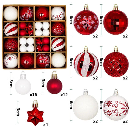 Christmas Ball Ornament Set Big Xmas Tree Hanging Pendant Snowflake Merry Christmas Decoration for Home 2025 New Year Party Gift