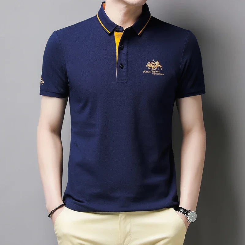 Men's Embroidered Casual Fashion Short Sleeved POLO Shirt Summer Comfortable Top