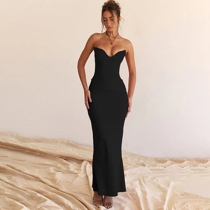 WannaThis Corsets Tube Sleeveless Midi Dress Prom New In Backless Bodycon Sexy Elegant Cheap Street Evening Formal Dresses 2023