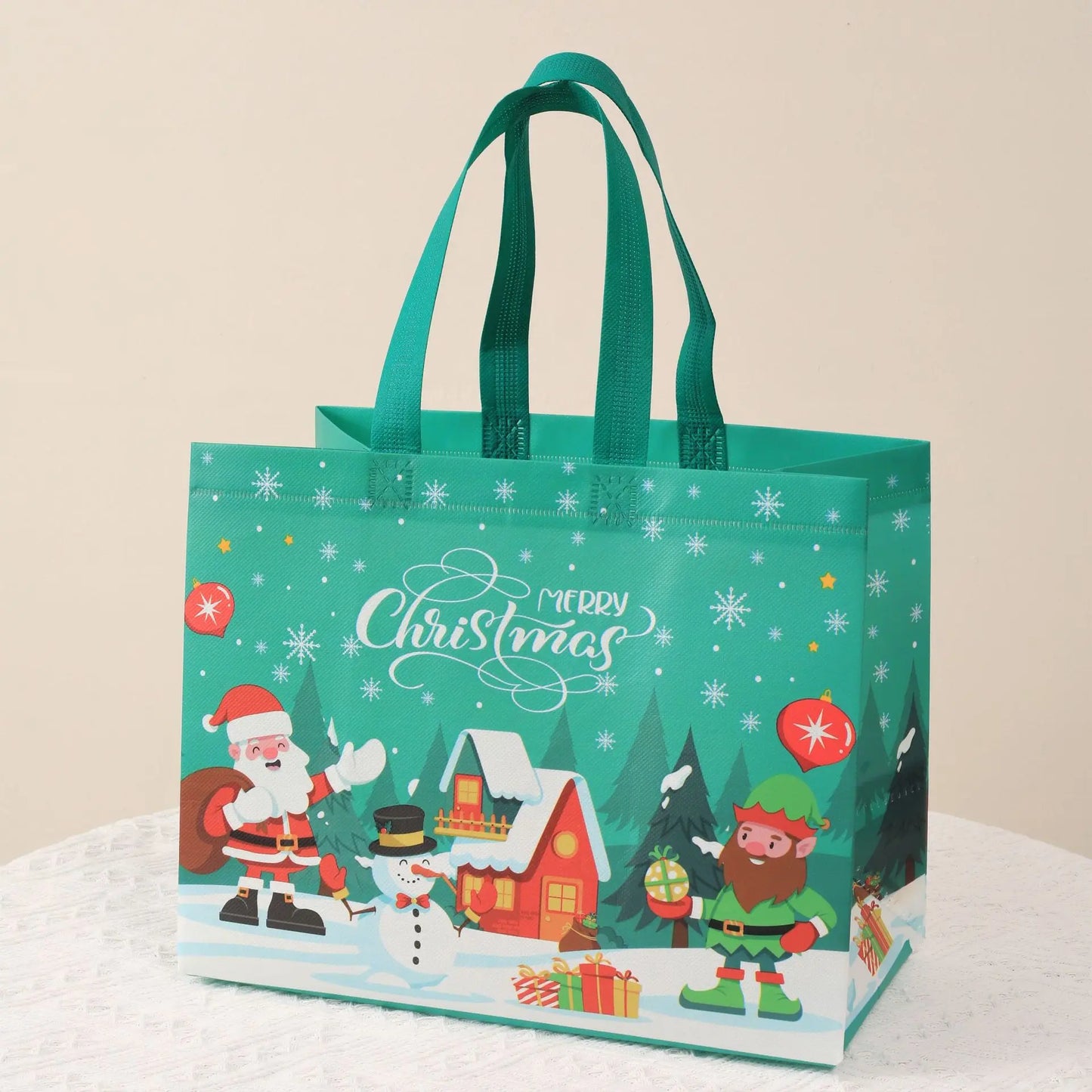 2024 Christmas Non Woven Bag Wholesale Tote Bag Cartoon Santa Claus Snowman Eco Bag Folding Storage Bag Gift Bag Party Supplies