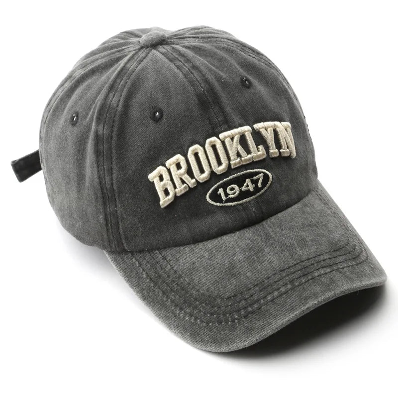 Retro brooklyn Letter Embroidery Baseball Caps Spring Summer Men Women Cotton Adjustable Casual Hat Hip Hop Streetwear Sun Hats