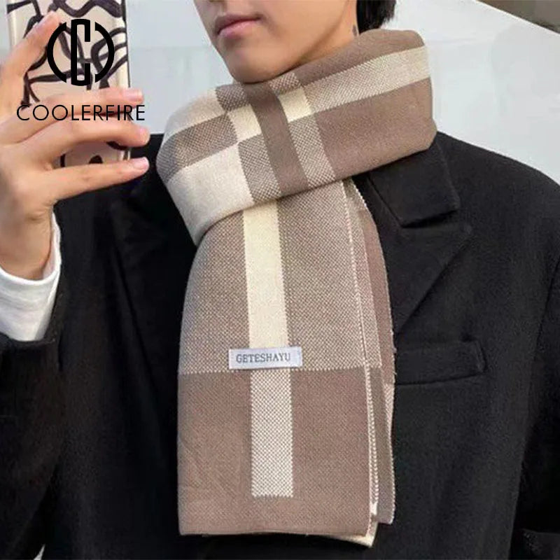 Winter Men Scarf Keep Warm Scarf Casual Fashion Brand Designers Knit Neckerchief Patchwork Wool Cashmere Scarf Shawl Wrap AC2228