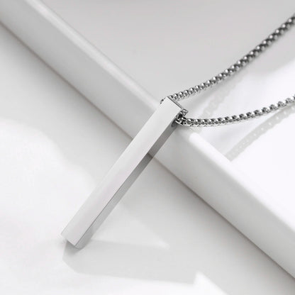 Vnox 5mm Pillar Necklace for Men Women, Stainless Steel 3D Bar Pendant, Minimalist Simple Casual Unisex Neck Collar