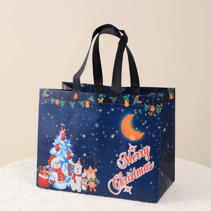 2024 Christmas Non Woven Bag Wholesale Tote Bag Cartoon Santa Claus Snowman Eco Bag Folding Storage Bag Gift Bag Party Supplies